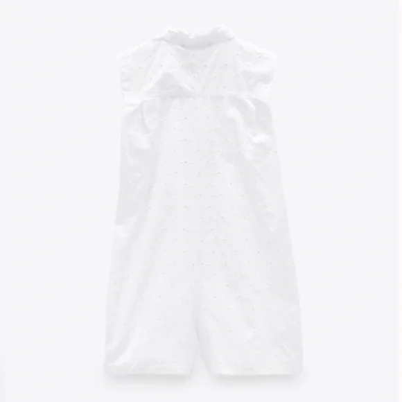 NWT Zara Eyelet Cutwork Embroidery Romper in White, Size M - Picture 3 of 14